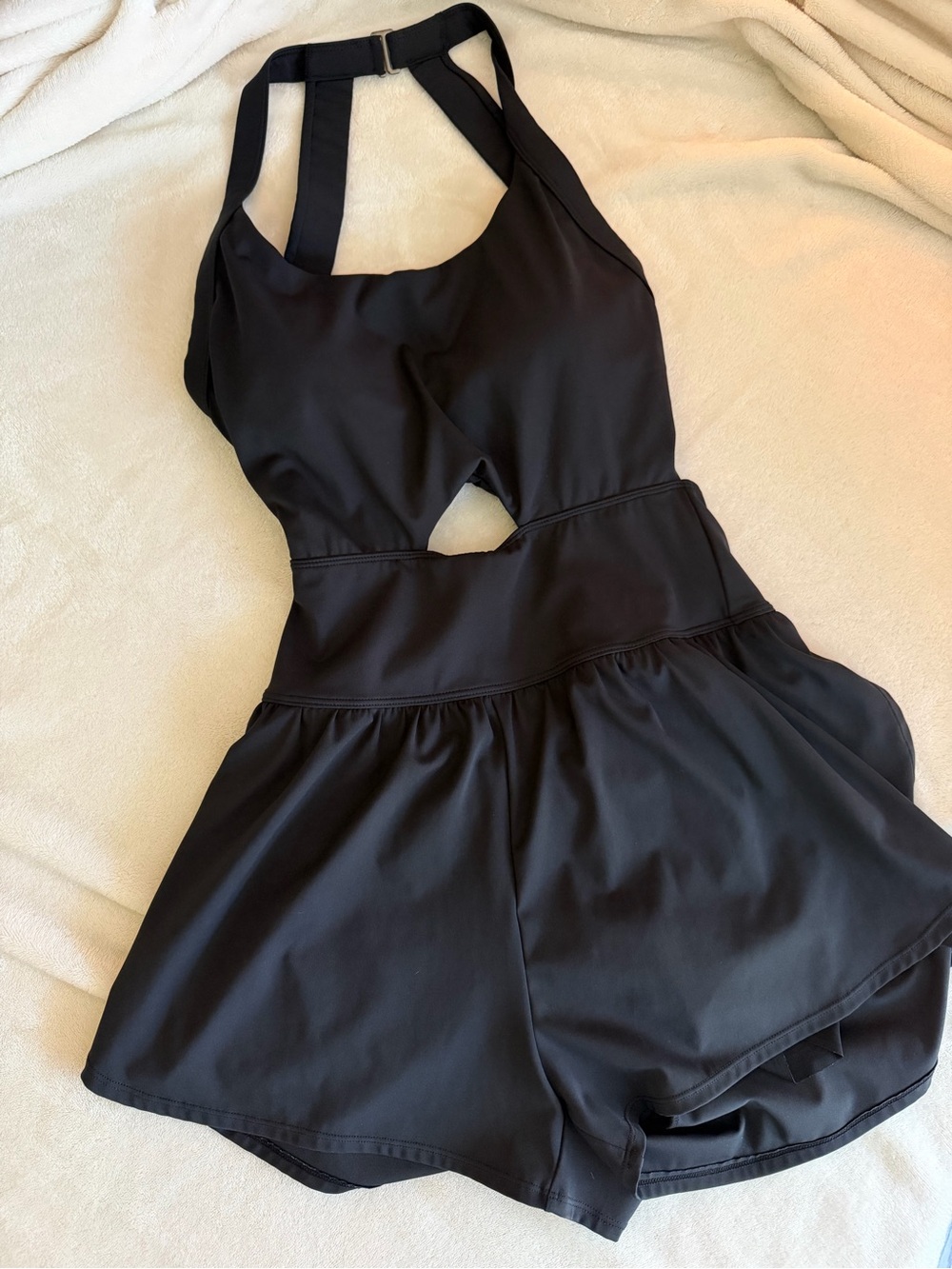 HALARA Black Halter Cutout Romper